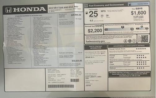 White 2012 Honda CR-V EX-L w/Navigation