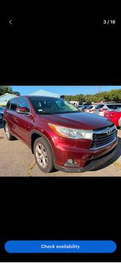 Red 2016 Toyota Highlander Limited