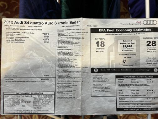 2012 Audi S4 3.0 Premium Plus