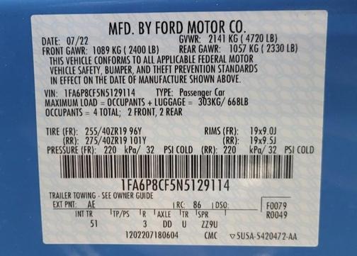 Blue 2022 Ford Mustang GT Premium