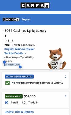White 2025 Cadillac LYRIQ Luxury