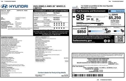 White 2025 Hyundai IONIQ 5 Limited