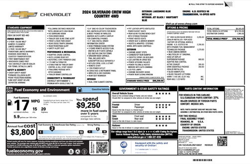 Blue 2024 Chevrolet Silverado 1500 High Country