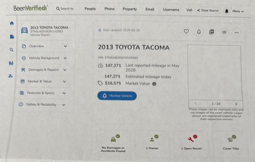 White 2013 Toyota Tacoma PreRunner