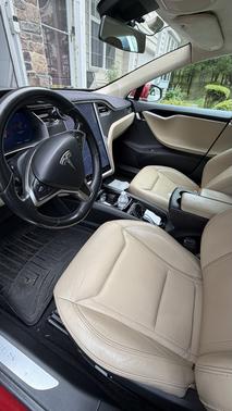 Red 2015 Tesla Model S 90D
