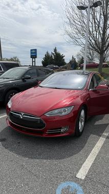 Red 2015 Tesla Model S 90D