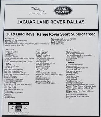 White 2019 Land Rover Range Rover Sport Supercharged Dynamic