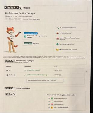 Red 2017 Chrysler Pacifica Touring-L