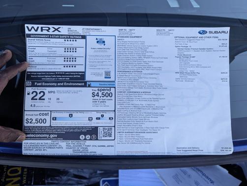 Blue 2023 Subaru WRX Premium