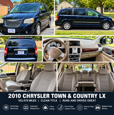 Blue 2010 Chrysler Town & Country Touring