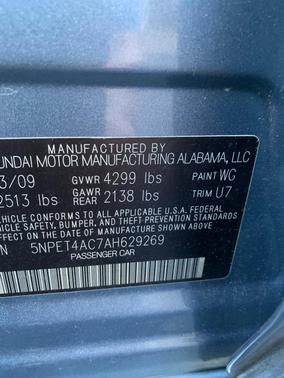 Blue 2010 Hyundai SONATA GLS