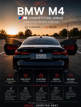 Black 2025 BMW M4 Competition xDrive