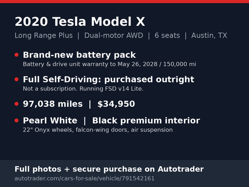 White 2020 Tesla Model X Long Range
