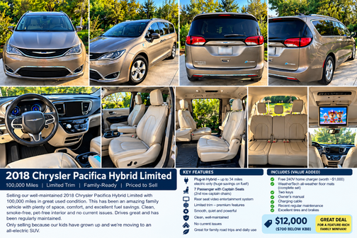 Silver 2018 Chrysler Pacifica Hybrid Touring L