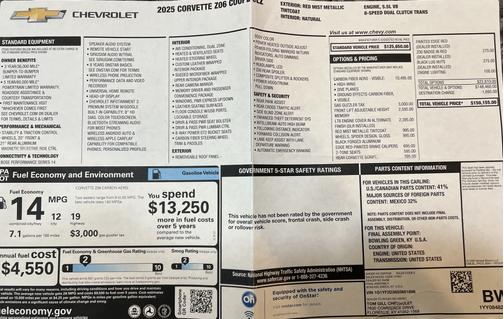 2025 Chevrolet Corvette Z06 w/3LZ