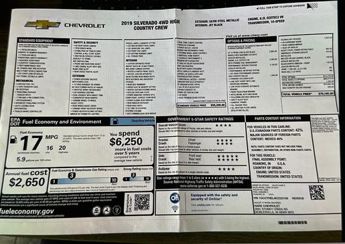 Gray 2019 Chevrolet Silverado 1500 High Country