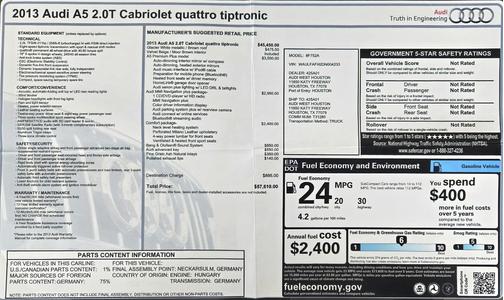 White 2013 Audi A5 2.0T Premium Plus