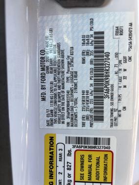 White 2017 Ford Fusion Titanium
