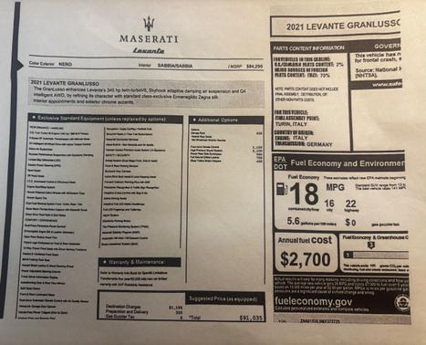 Black 2021 Maserati Levante GranLusso