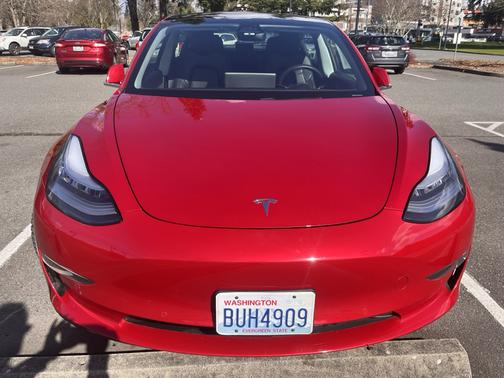 Red 2020 Tesla Model 3 Standard Range Plus
