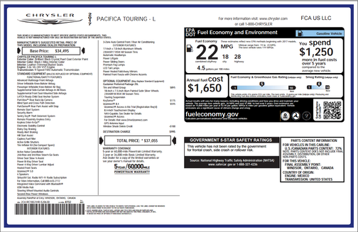 Black 2017 Chrysler Pacifica Touring-L