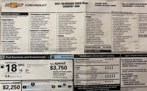 Black 2021 Chevrolet Silverado 1500 High Country
