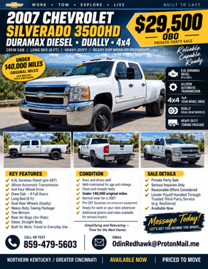 White 2007 Chevrolet Silverado 3500 LT1 Crew Cab