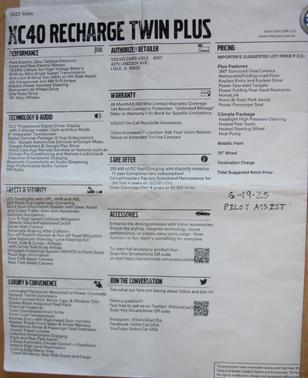 2022 Volvo XC40 Recharge Pure Electric P8 Twin Plus