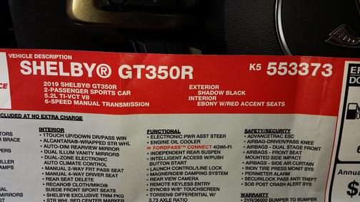 2019 Ford Shelby GT350R Base