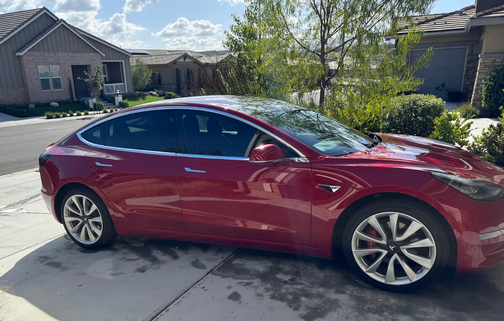 Red 2018 Tesla Model 3 Long Range
