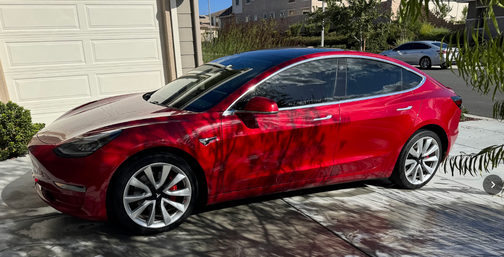 Red 2018 Tesla Model 3 Long Range