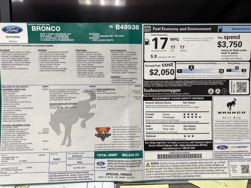 Orange 2022 Ford Bronco Badlands Advanced