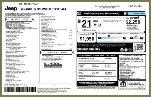 2021 Jeep Wrangler Unlimited Sport