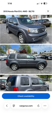 Gray 2015 Honda Pilot EX-L