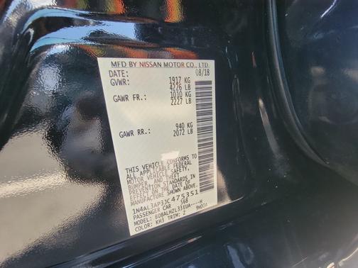 Black 2018 Nissan Altima 2.5 SR
