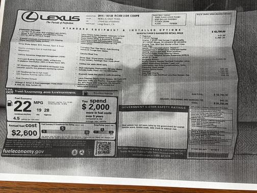 Gray 2015 Lexus RC 350 Base