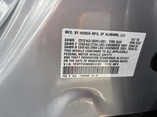 2019 Honda Pilot Touring 8-Passenger