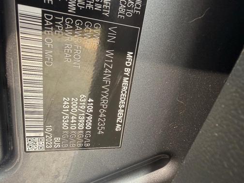 Gray 2024 Mercedes-Benz Sprinter 2500 Standard Roof