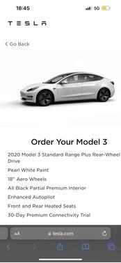 White 2020 Tesla Model 3 Standard Range