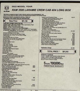 Silver 2022 RAM 3500 Laramie
