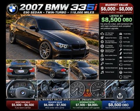 Black 2007 BMW 335 i
