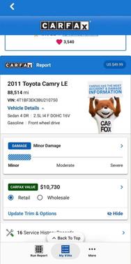 Gold 2011 Toyota Camry LE