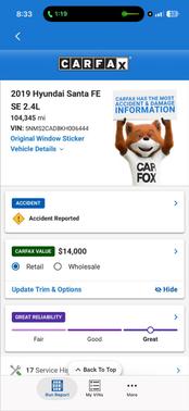Black 2019 Hyundai SANTA FE SE 2.4