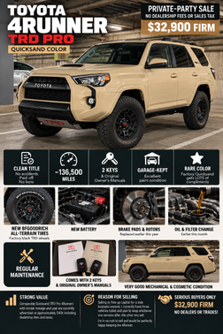 Beige 2016 Toyota 4Runner TRD Pro