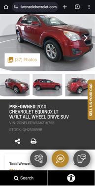 Red 2010 Chevrolet Equinox LT