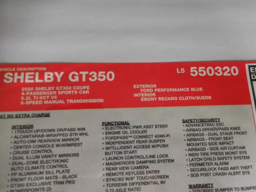 2020 Ford Shelby GT350 Base