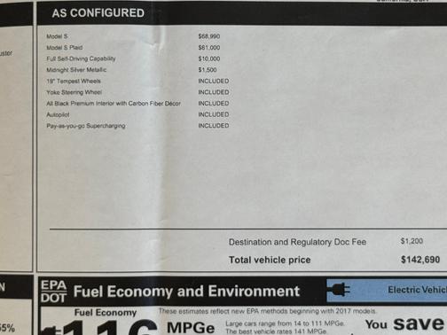 Gray 2022 Tesla Model S Plaid