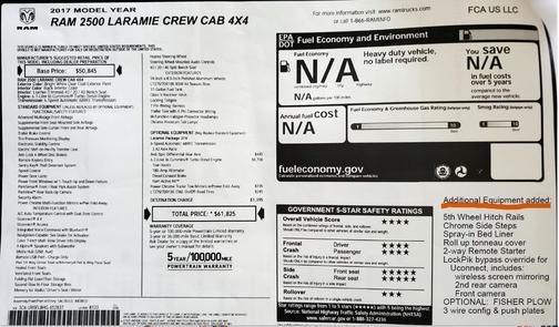 White 2017 RAM 2500 Laramie