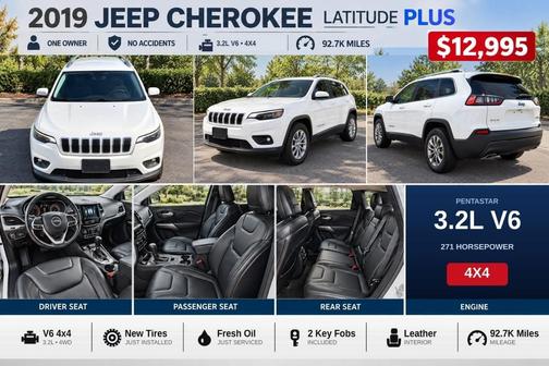 White 2019 Jeep Cherokee Latitude Plus