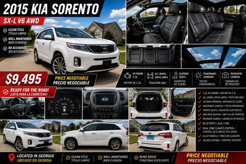 White 2015 Kia Sorento Limited